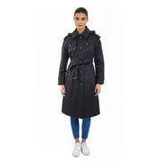 London Fog Womens Classic Single Breasted Trench Coat Black, S
