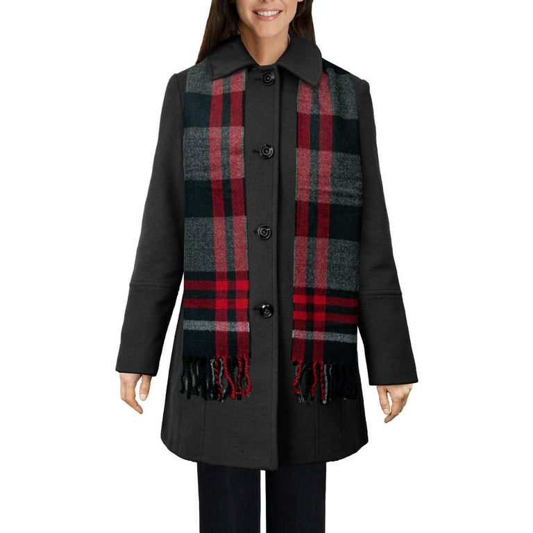 London Fog Women's Classic-Style Wool Button Coat with
