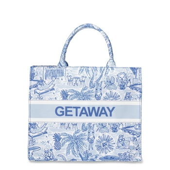 London Fog Women's Getaway Canvas Tote Bag, Blue