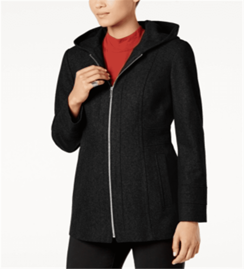 London Fog Women s Hooded Walker Coat lack Black Size Medium Walmart