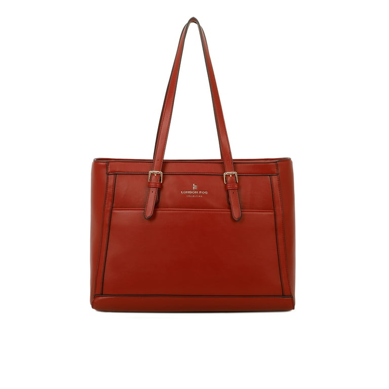 London Fog Women s Jermyn Smooth Double Handle Tote Maroon Walmart