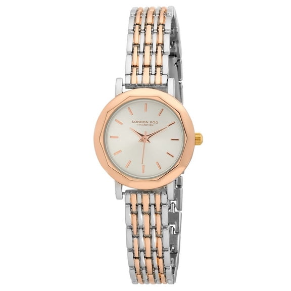 London Fog Women's Two Tone Clarence Round 28mm Bracelet Watch