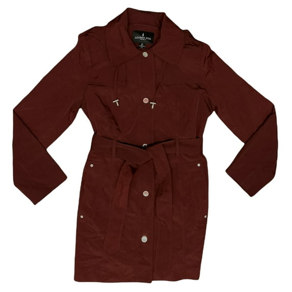 London Fog Women's Water Resistant Single Breasted Trench Coat With Removable (Burgundy, XXL)