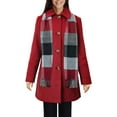thumbnail image 1 of London Fog Women's Classic-Style Wool Button Coat with Coordinating Scarf (Red, L), 1 of 2