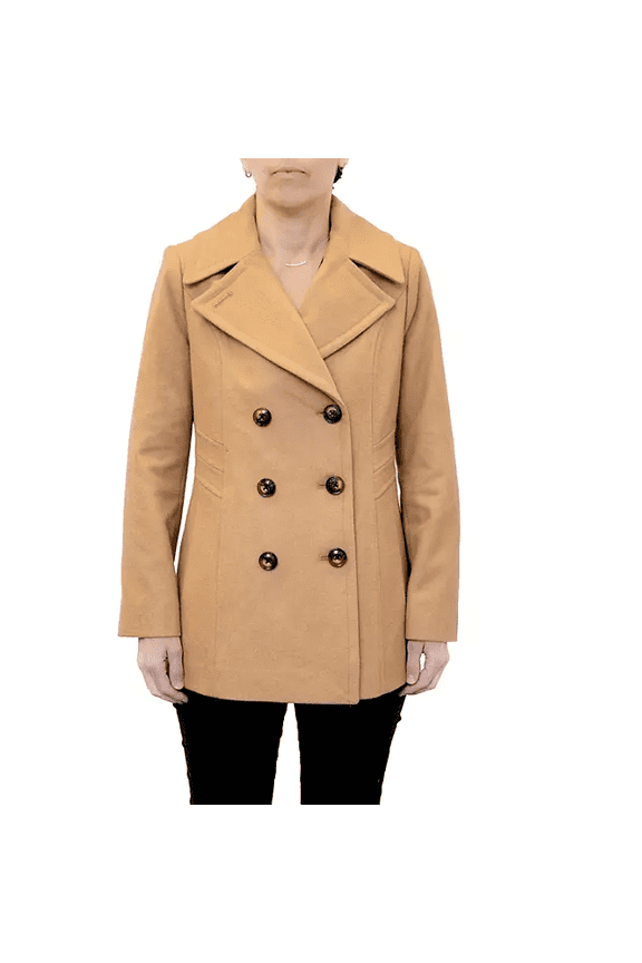 Women's Wool Peacoat (Camel, Medium)
