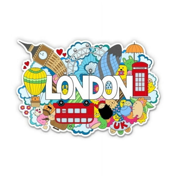 London Fun Letters - 3" Vinyl Sticker - For Car Laptop I-Pad Phone Helmet Hard Hat - Waterproof Decal