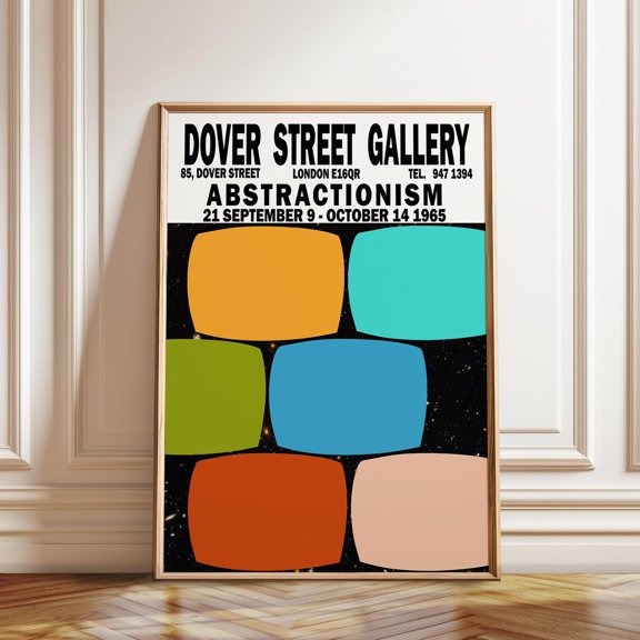 London Gallery Mid-Century Modern Abstract Art Exhibition Curated Poster, Unframed Paper Poster 11x14in