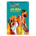 thumbnail image 1 of London Geneva Cairo Bombay - Air India International - Vintage Airline Travel Poster by Asiart c.1950 - 8 x 12 inch Vintage Metal Tin Sign, 1 of 4