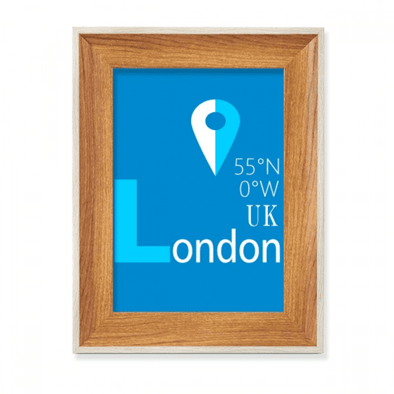 London Geography Coordinates Trave Desktop Wooden Photo Frame Display Picture Art Painting Multiple Sets