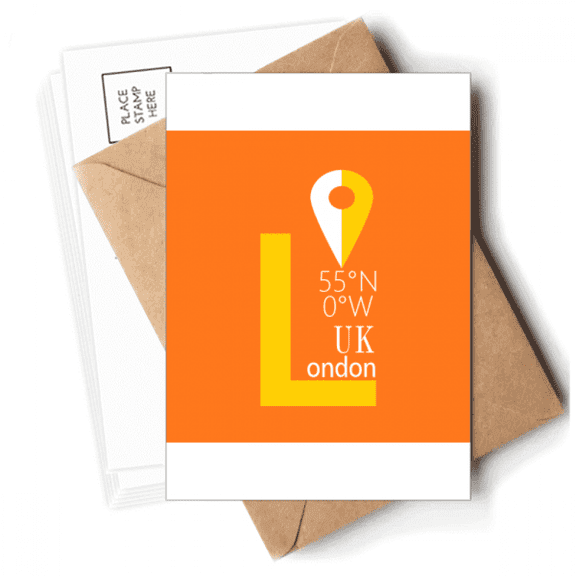 London Geography Coordinates Trave Postcards Envelopes Blank Note Cards Mailing