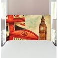 thumbnail image 1 of London Headboard, Vintage Style of London with National Flag UK Britain Old Clock Tower, Upholstered Decorative Metal Bed Headboard with Memory Foam, Twin Size, Multicolor, by Ambesonne, 1 of 4