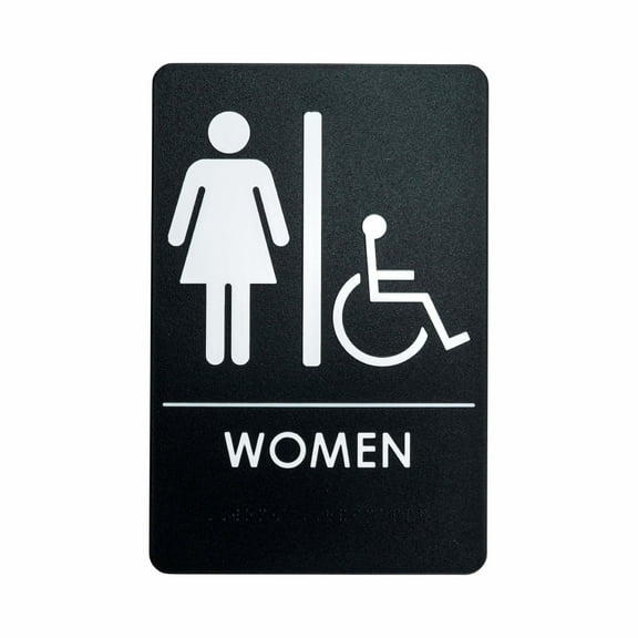 London Health Products Womens Restroom Sign - ADA Compliant - Black & White - Includes Adhesive Tape and Instructions