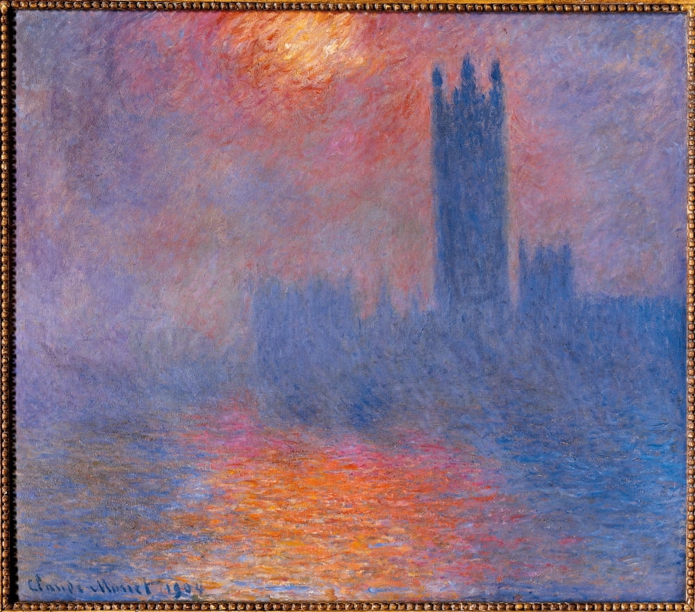 London Houses Of Parliament The Sun Shining Through The Fog Canvas Art - (36 x 24)