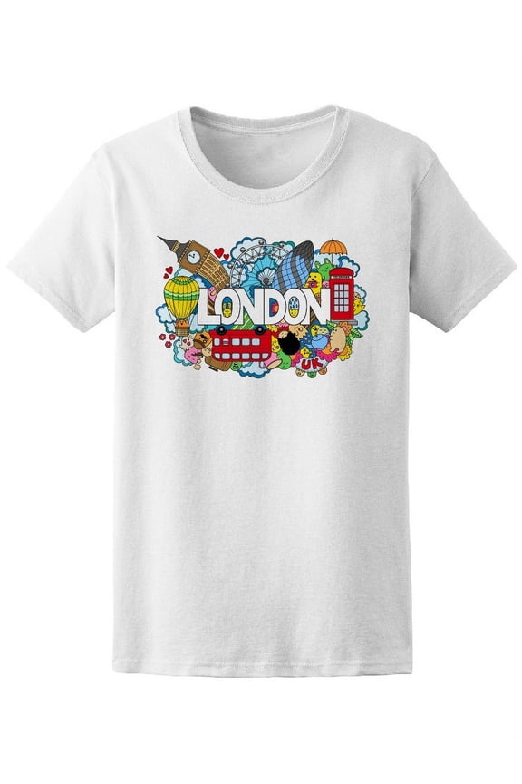 London Icon Doodles T-Shirt Women -Image by Shutterstock, Female Large