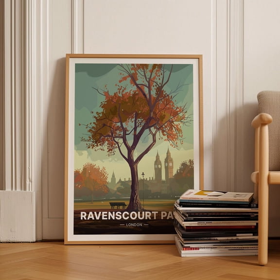 London-Inspired Travel Poster: Ravenscourt Park, Hammersmith Fulham, West London Art, Home Decor Wall Art, Modern Wall Decor, 8x12 UNFRAMED