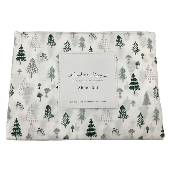 London Kaye Christmas Winter Sheet Set Trees & Toadstools, Twin