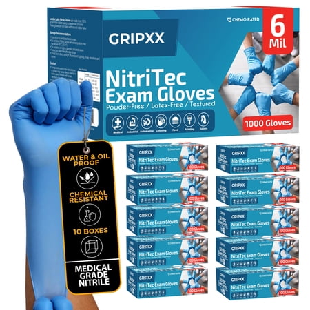 London Labs 6 Mil Nitritec Gloves Disposable Latex & Powder Free -1000 Count, XLarge