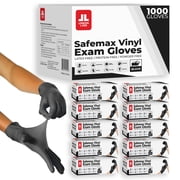 London Labs Black Synthetic Vinyl Exam Gloves Powder Free and Latex Free Large, 1000 Count