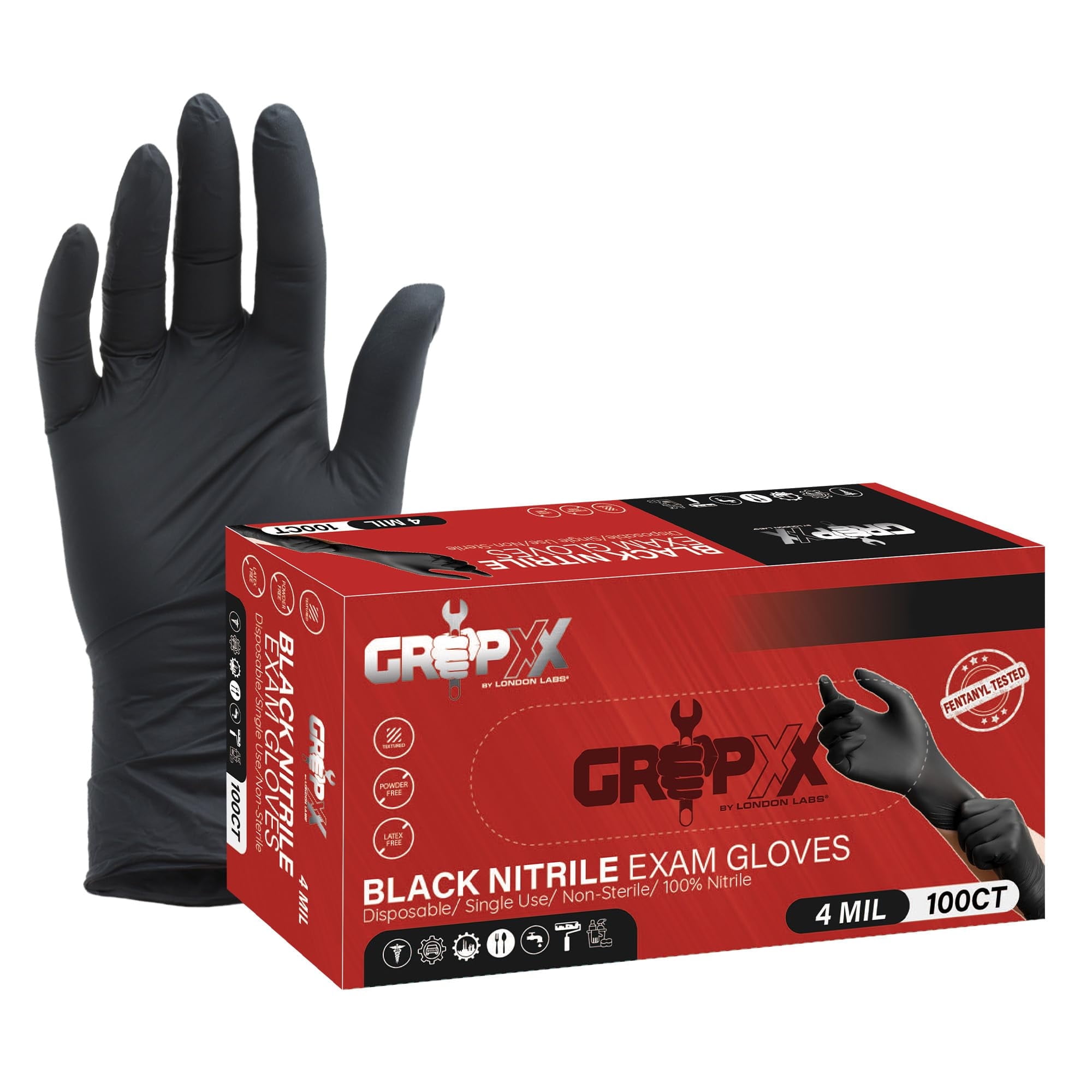Shamrock Black Nitrile Disposable Gloves - 6 Mil, Latex & Powder Free, Textured Grip (Non-Medical)