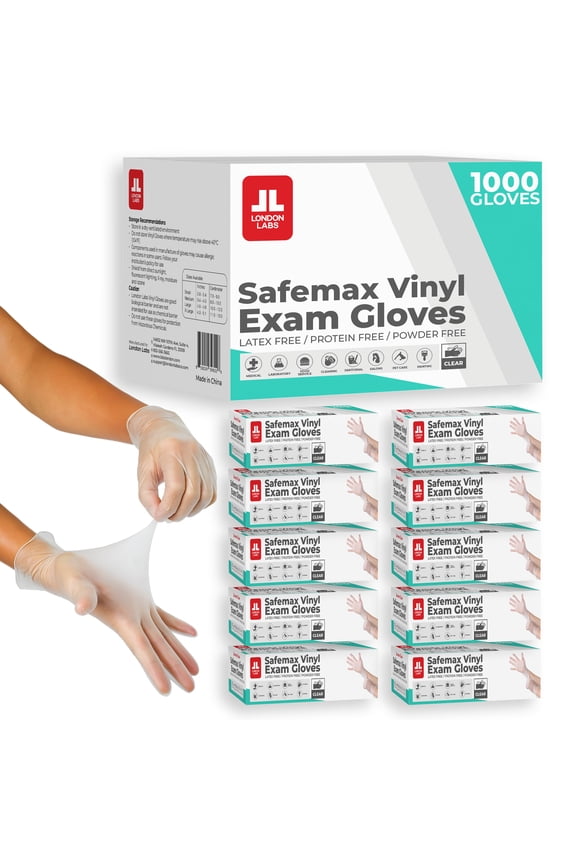 Medical Examination Vinyl Gloves Powder Free & Latex Free 1000 Count,Large