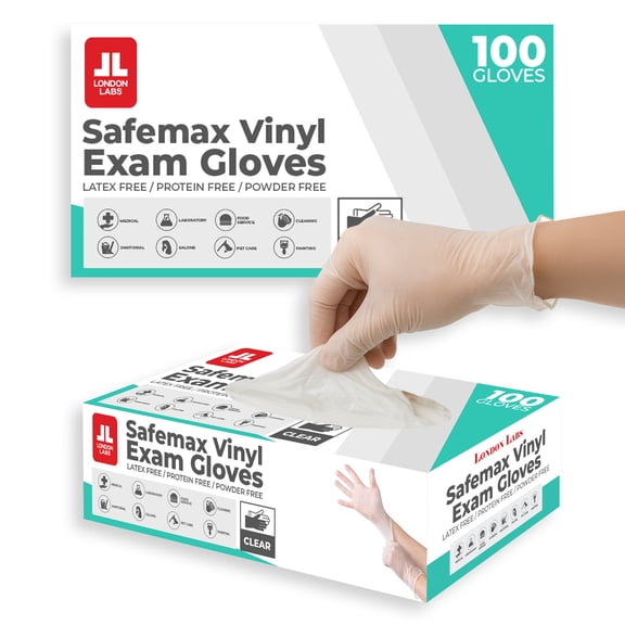 London Labs Medical Examination Vinyl Gloves Powder Free & Latex Free 200 Count,Large