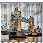 London Landmark Shower Curtain Iconic Tower Bridge Bathroom Decor UK Photography Print Stylish Bathroom Upgrade