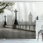 London Landmarks: An Artistic Shower Curtain showcasing Iconic British City Architecture