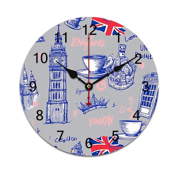 London Landmarks And Symbols Time Decorative Wall Clocks Round Large Wall Watch Bedroom Home Decor 10 12 14 Inch
