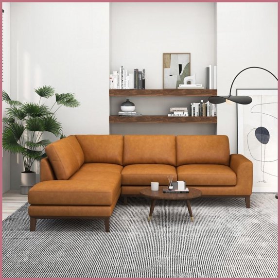 London Left-Facing Leather Sectional Sofa - Genuine Top-Grain Leather, Ultimate Comfort for Living Room