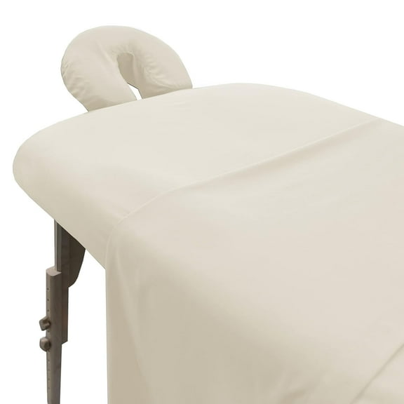 London Linens 3-Pc Massage Table Sheets Set Table Cover, Fitted Sheet & Face Rest Cover, Cream