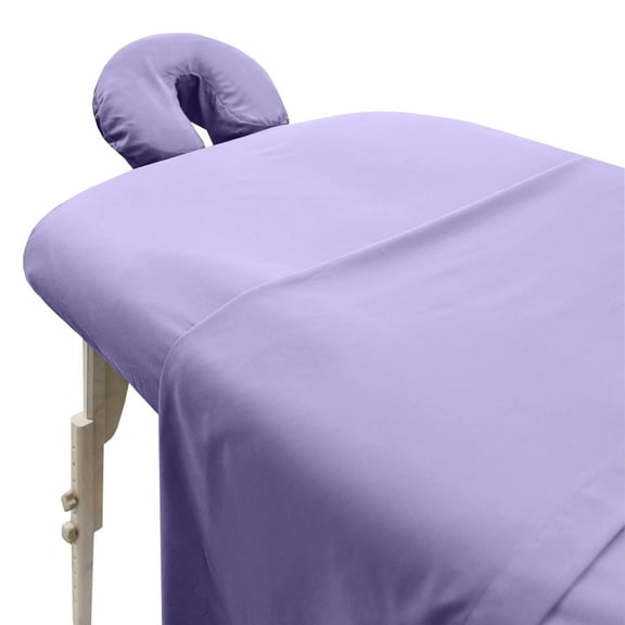London Linens 3-Pc Massage Table Sheets Set Table Cover, Fitted Sheet & Face Rest Cover, Lilac