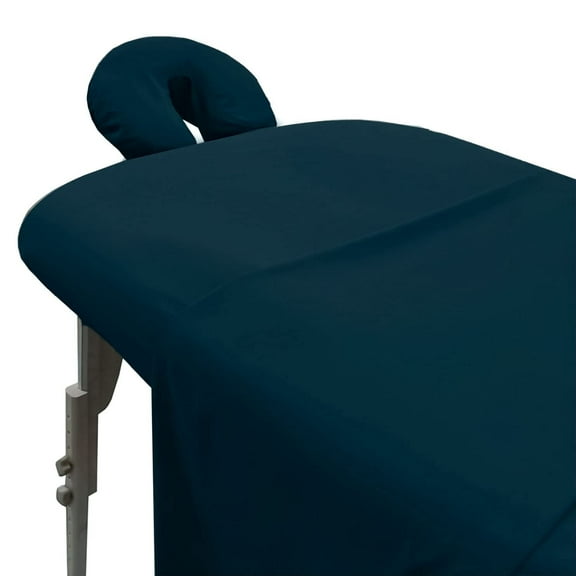 London Linens 3-Pc Massage Table Sheets Set Table Cover, Fitted Sheet & Face Rest Cover, Navy Blue
