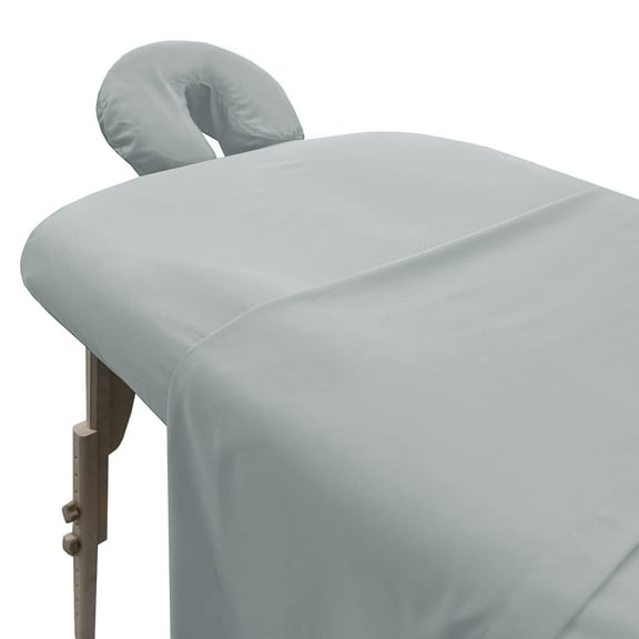 London Linens 3-Pc Massage Table Sheets Set Table Cover, Fitted Sheet & Face Rest Cover, Stone