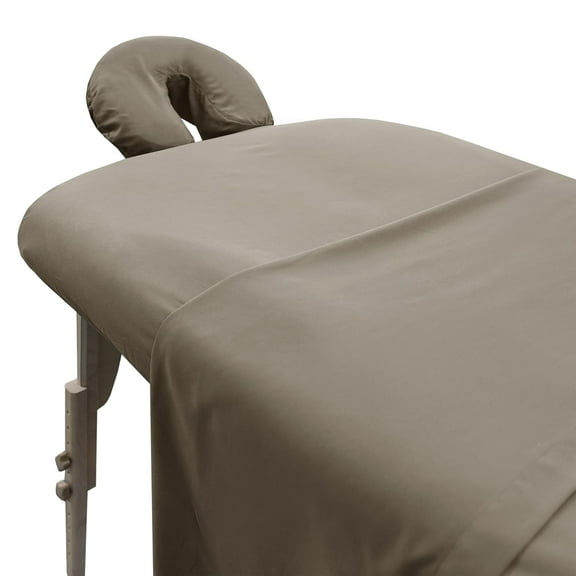 London Linens 3-Pc Massage Table Sheets Set Table Cover, Fitted Sheet & Face Rest Cover, Walnut
