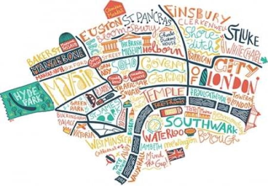 London Map Canvas Art - Benoit Cesari (20 x 28)