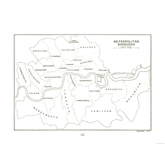 Historic Map - London Metropolitan Boroughs - Bartholomew 1921 - 30.74 x 23 - Vintage Wall Art