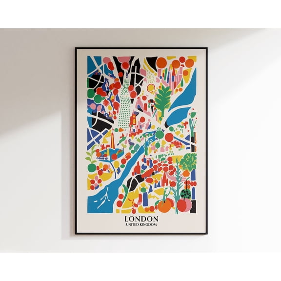 London Mid Century City Map Poster, Unframed Paper Poster 8x10in