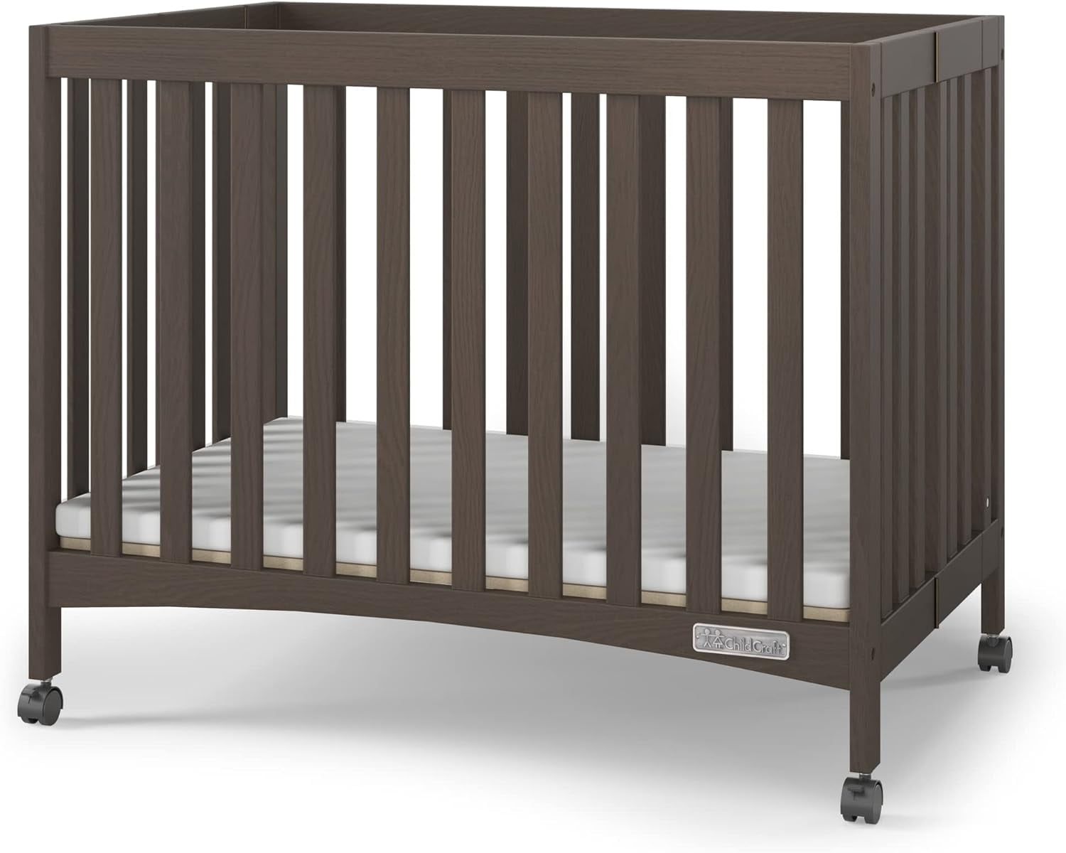 London Mini Compact Folding Portable Crib with 2” Crib Mattress 2 Easy