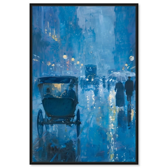 London Nights Impressionism Wall Art /Monet And Van Gogh Inspired Art Canvas Wall Art by Art Remedy, Black Floater Frame, 21" x 31"