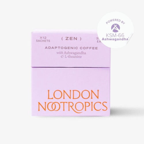 London Nootropics ZenAdaptogenic Coffee with KSM-66 Ashwagandha &L-theanine 12's, British Import (Pack of 2)