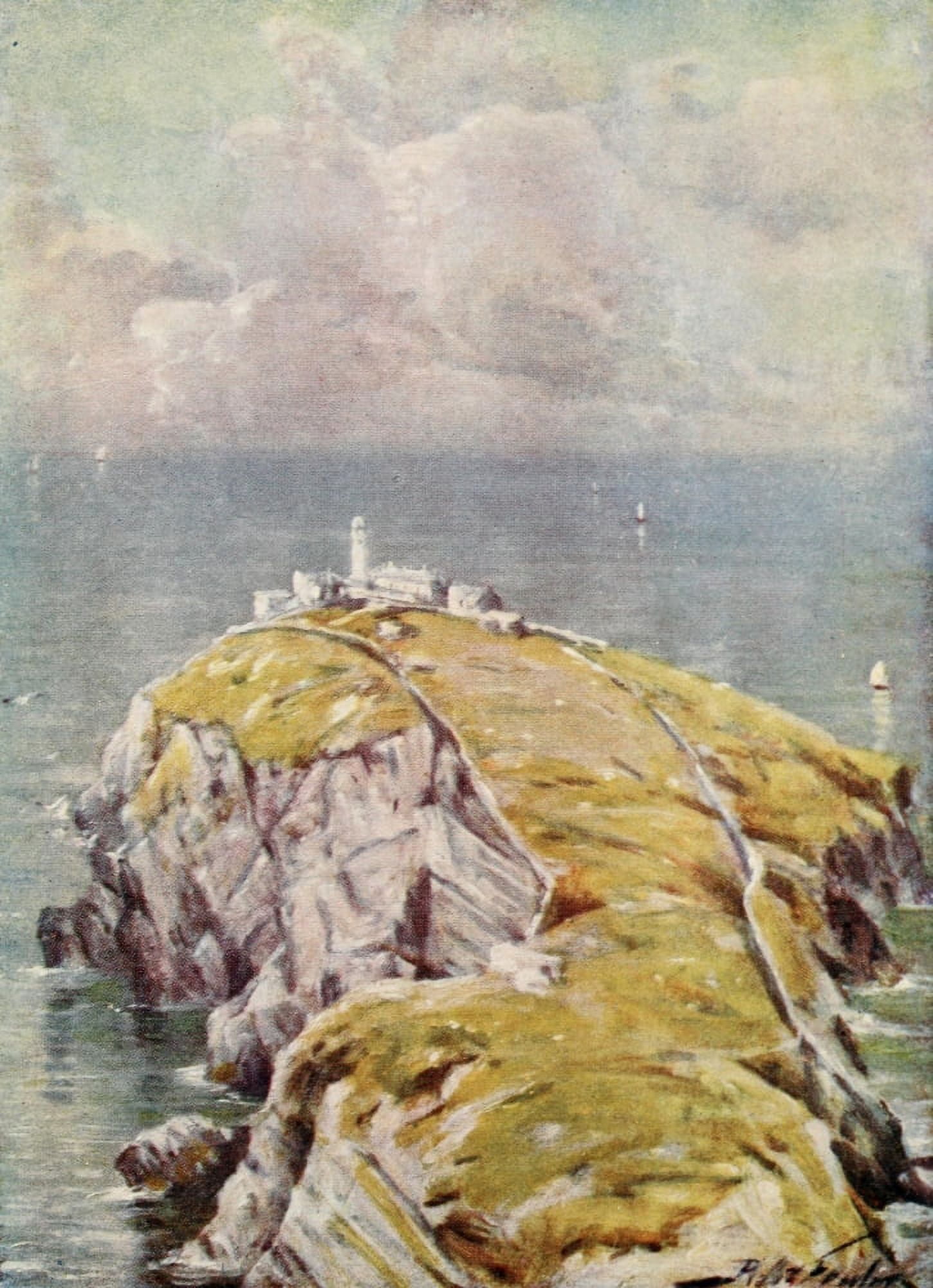 London & Northwestern Railway 1911 Lighthouse Holyhead Canvas Art - Robert Fowler (24 x 36)