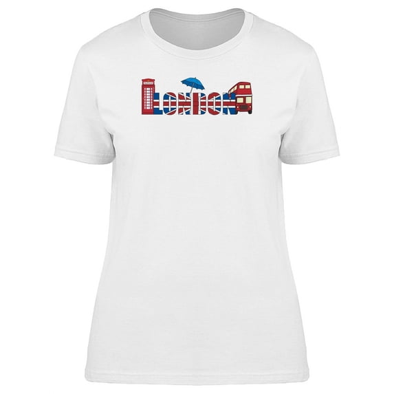 London Objects And Word T-Shirt Women -Image by Shutterstock, Female Large