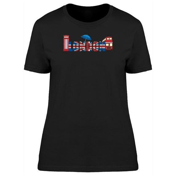 London Objects And Word T-Shirt Women -Image by Shutterstock, Female Medium