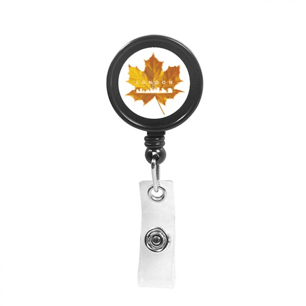 London Outline Maple  Autumn Retractable Keychain Badge Holder ID Badge
