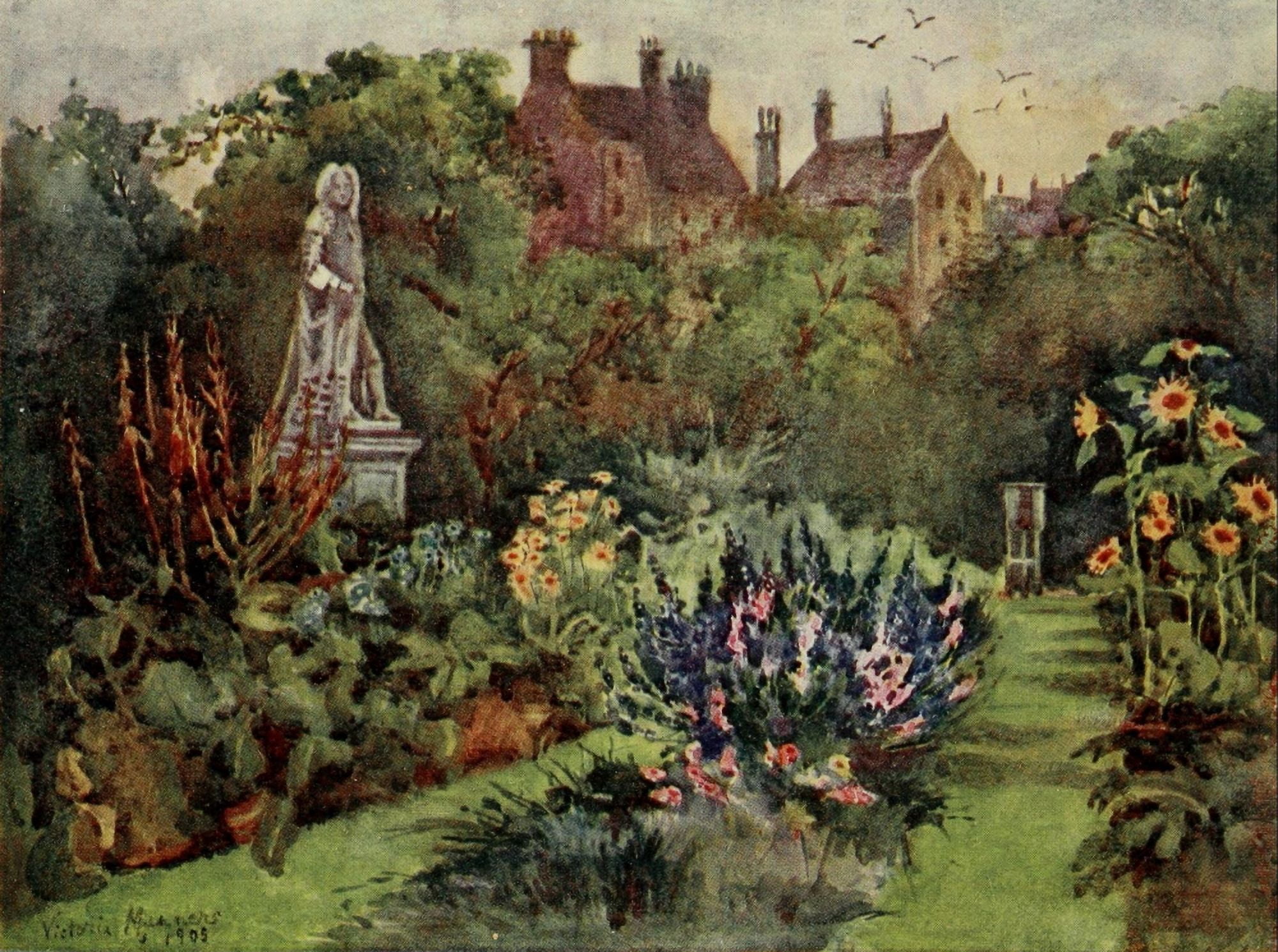 London Parks & Gardens 1907 Chelsea Physic Garden Canvas Art - Lady V Manners (18 x 24)