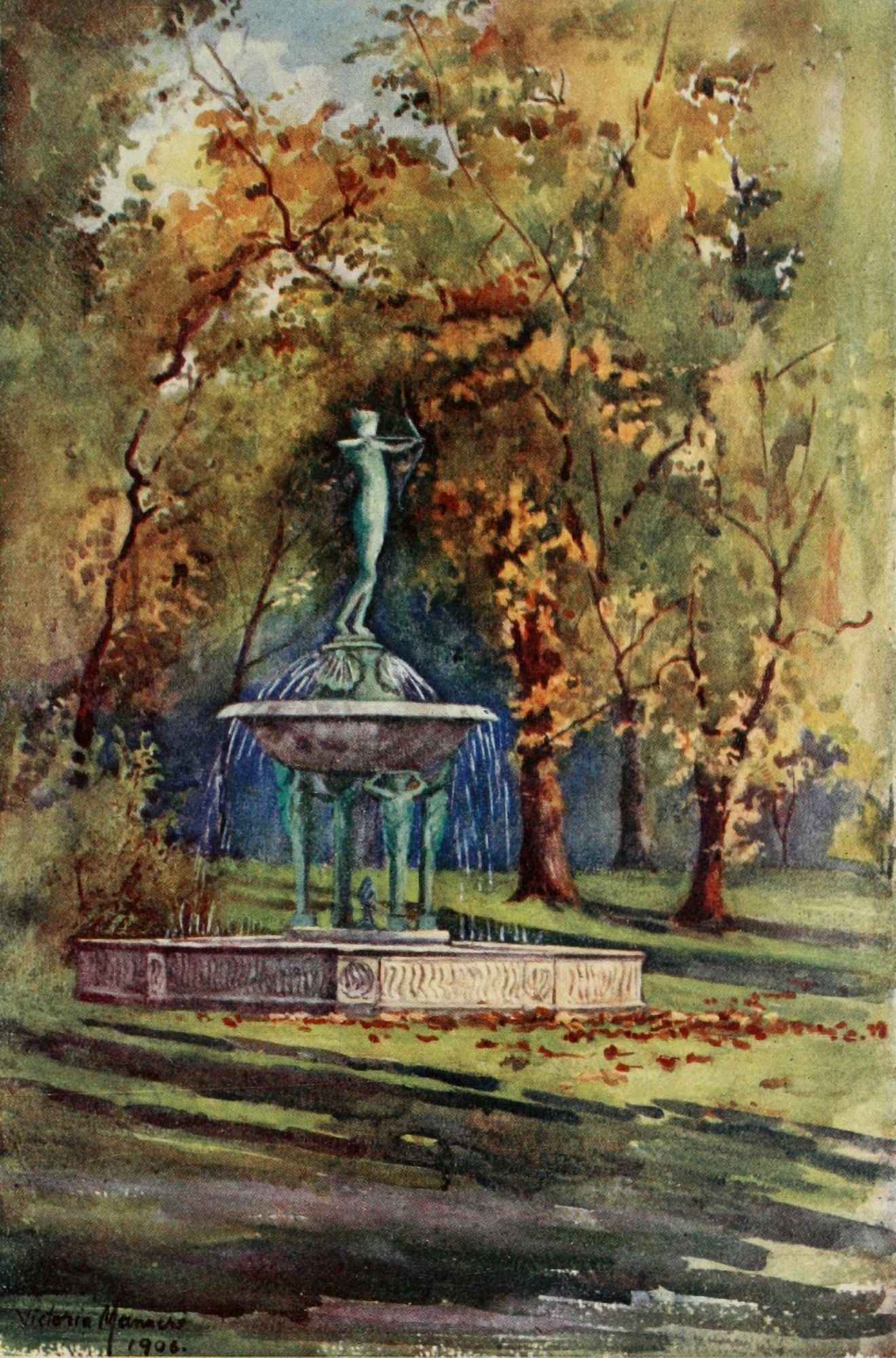 London Parks & Gardens 1907 Fountain Hyde Park Canvas Art - Lady V Manners (24 x 36)