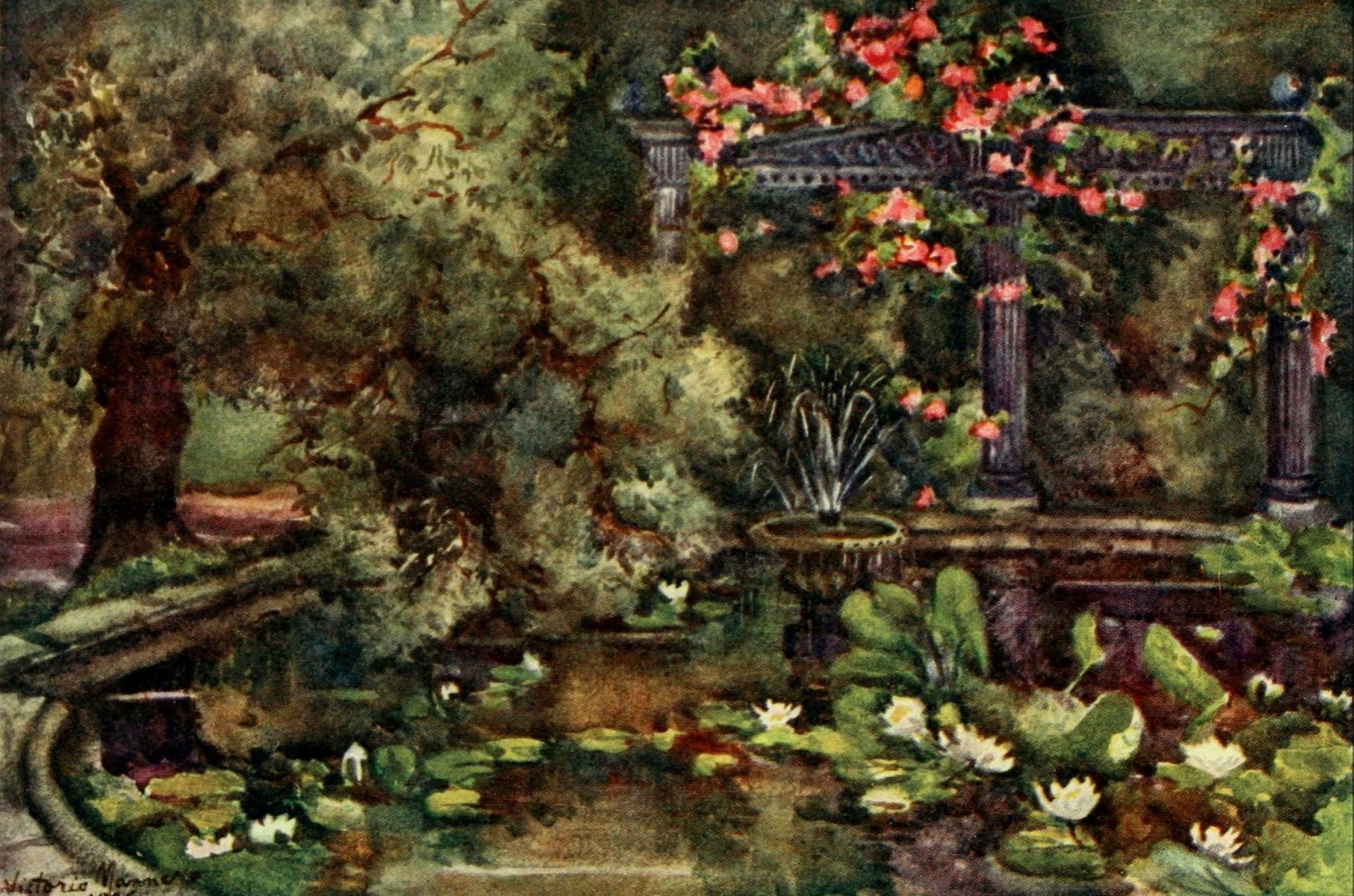 London Parks & Gardens 1907 Garden of Laurence Alma Tadema Canvas Art - Lady V Manners (24 x 36)