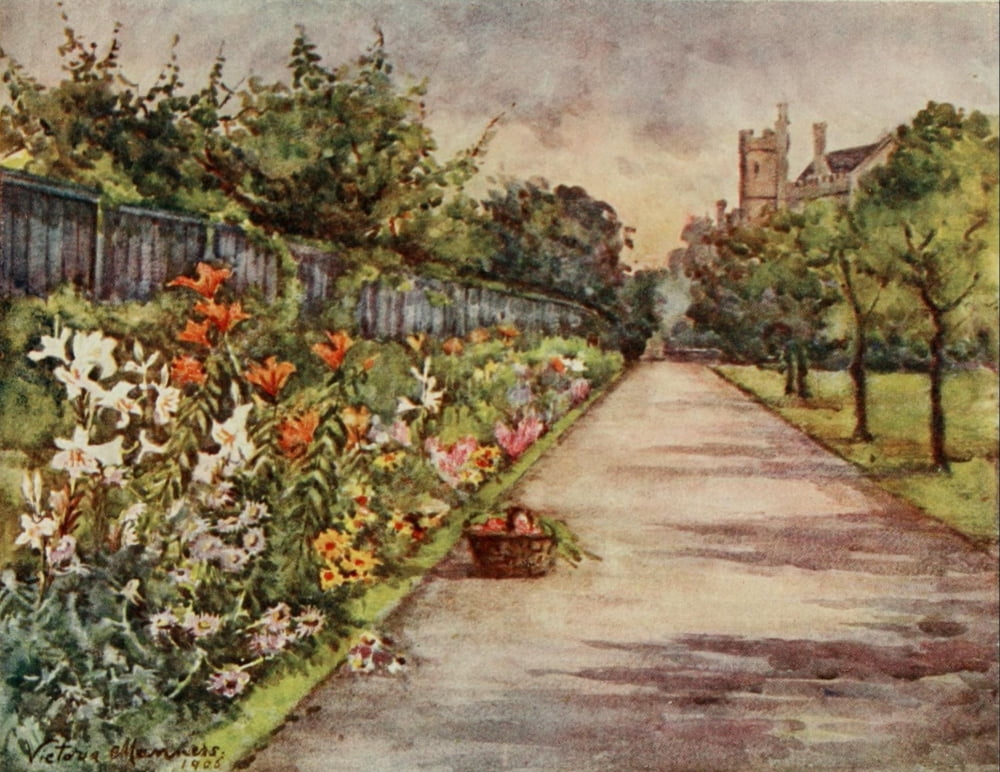London Parks & Gardens 1907 Herbaceous Border Lambeth Palace Canvas Art - Lady V Manners (24 x 36)