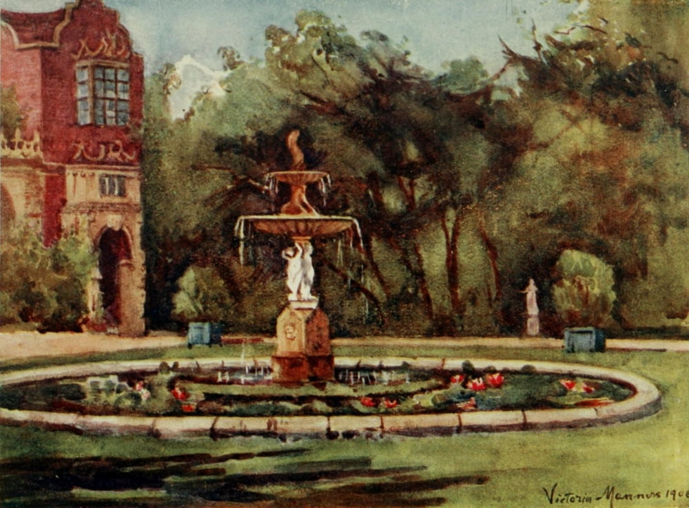 London Parks & Gardens 1907 Lily pond Holland House Canvas Art - Lady V Manners (24 x 36)