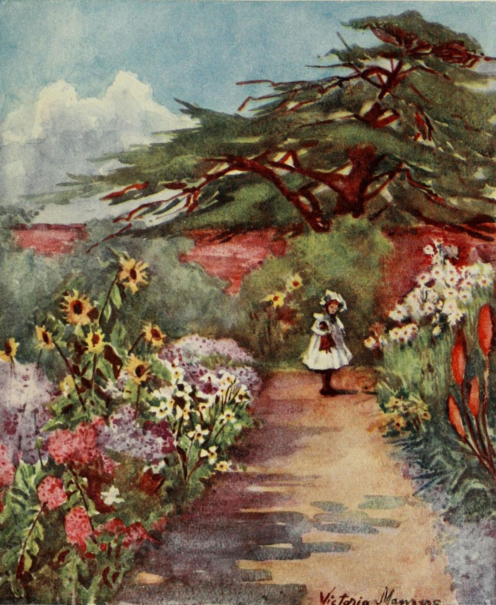 London Parks & Gardens 1907 Old English Gardens Brockwell Park Canvas Art - Lady V Manners (24 x 36)
